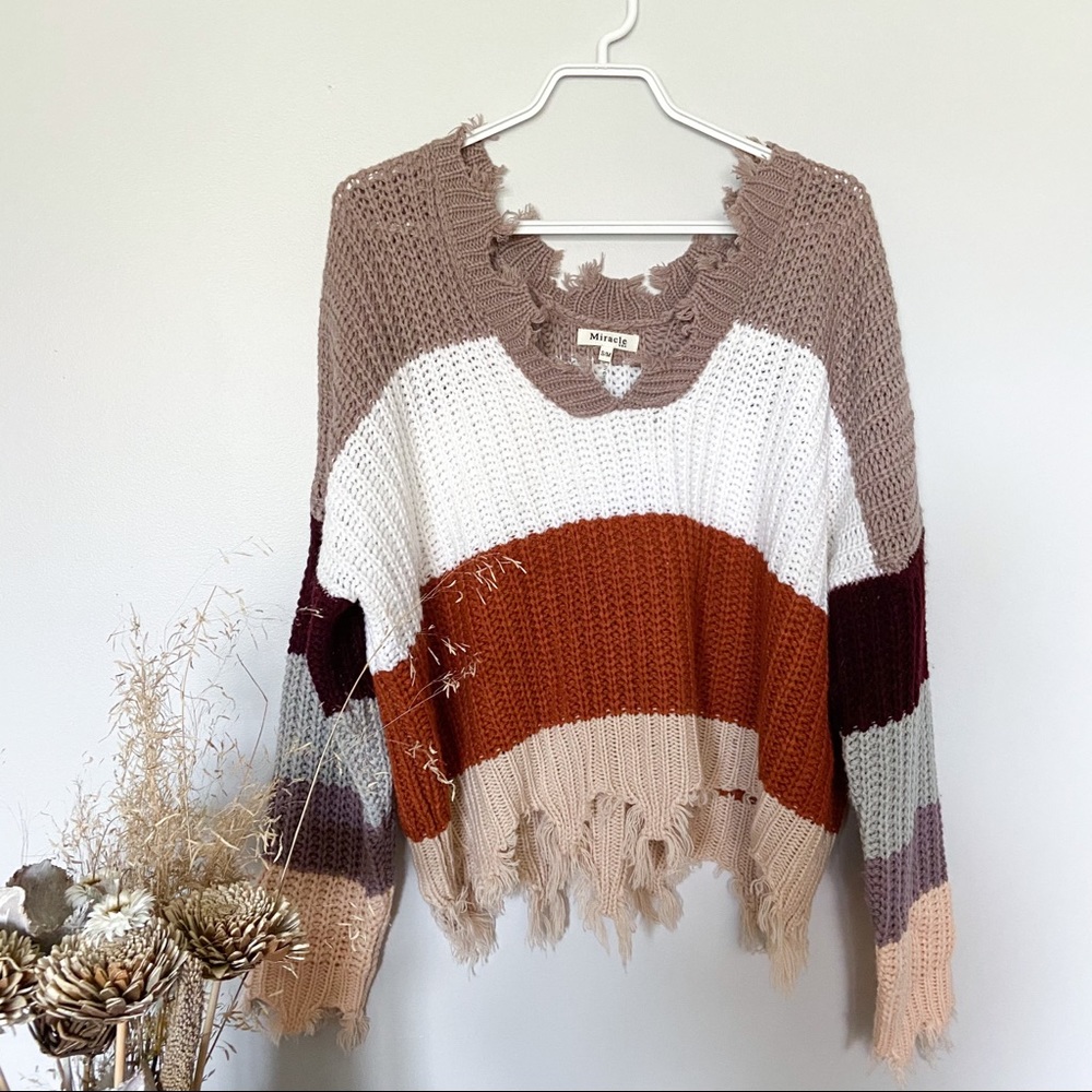Miracle Frayed Knit Sweater
